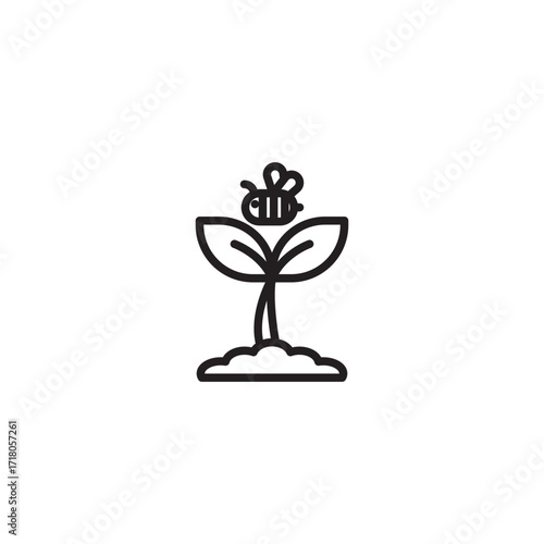A line art icon of a sprout growing from the ground.