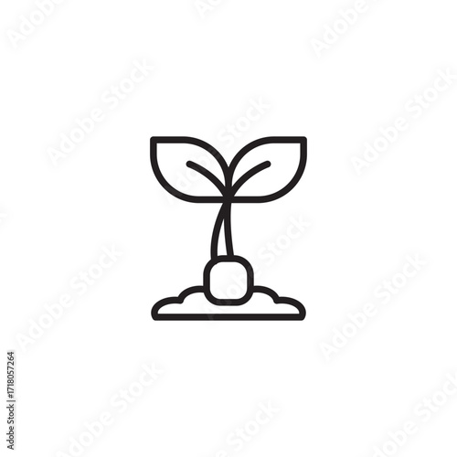 A simple outline icon of a plant seedling emerging from soil.