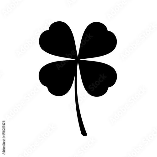 Four leaf clover silhouette on white background symbolizing good fortune and luck