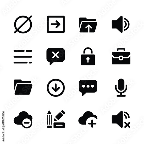 Black and white vector icon set