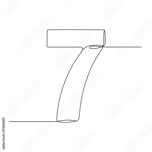 Number seven in continuous line art style on white background