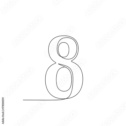 Number eight in line art style on white background