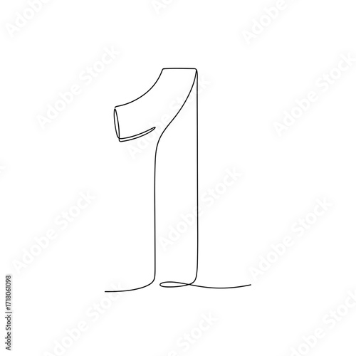Number one in line art style on white background