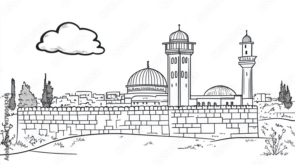 Obraz premium Simple sketch jerusalem landmark