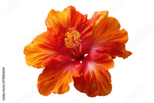 Wallpaper Mural Vibrant orange and red hibiscus flower isolated against a deep transparent background for design Torontodigital.ca