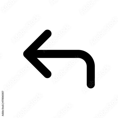 Reply Icon for UX/UI Interfaces  Curved Left Arrow Symbol for Message Response, Navigation Return, and Action Reversal  Scalable Vector for Web, Mobile, and App Design

