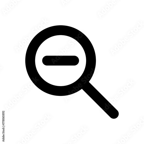 Zoom Out Icon for UX and UI Interfaces Magnifying Glass with Minus Symbol for Scale Reduction, Content Minimization, and Visual Retreat Scalable Vector for Web, Mobile, and App Design