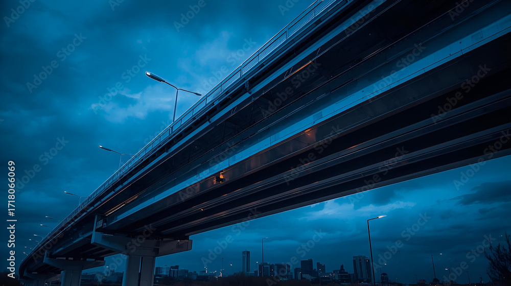 Obraz premium Chrome city overpass bridge isolated on white background for urban transport construction and architecture design