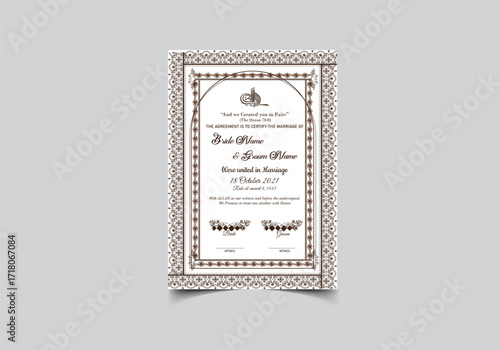 Traditional Nikah Certificate Layout  