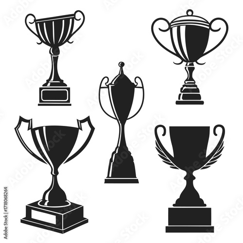 Award & Trophy cup icon. Winning icons collection. Award symbols collection silhouettes on a white background.
