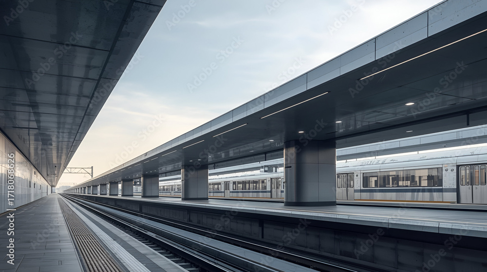 custom made wallpaper toronto digitalChrome urban metro rail station isolated on white background for transportation and modern architecture design