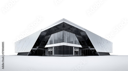 Chrome modern university building isolated on white background for education campus and architecture design