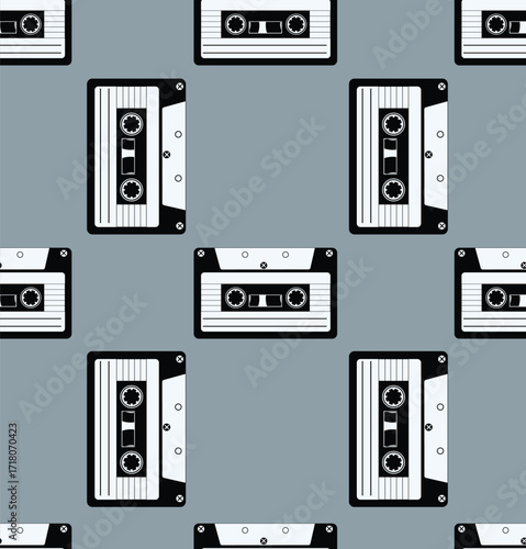 Seamless Vintage Retro Cassette Tape Pattern for Stylish Music Themed Graphic Design