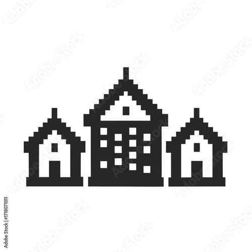 Wallpaper Mural Pixel Art Style of Building on White Background, Cityscape Architecture Torontodigital.ca