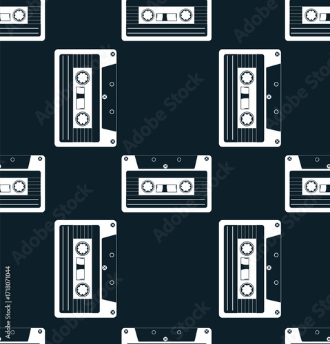 Seamless Vintage Retro Cassette Tape Pattern for Stylish Music Themed Graphic Design