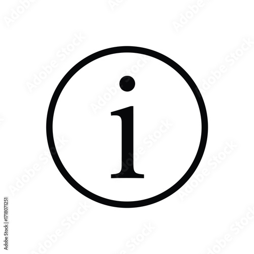 Minimalist Information Icon – Black Circle with White 'i' Symbol for UI and Help Design