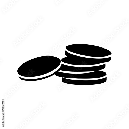 Stylized monochrome stack of coins illustration, business and finance concept
