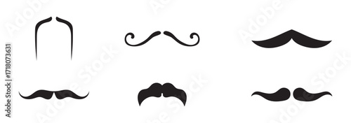 set of mustaches. Collection of black moustache. Black moustaches set. Mustache silhouettes