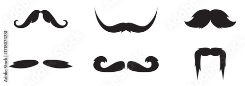 mustache silhouette vector set, moustache icon collection . set of mustaches. set of mustache vector .