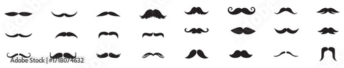 mustache silhouette vector set, moustache icon collection . set of mustaches. set of mustache vector .