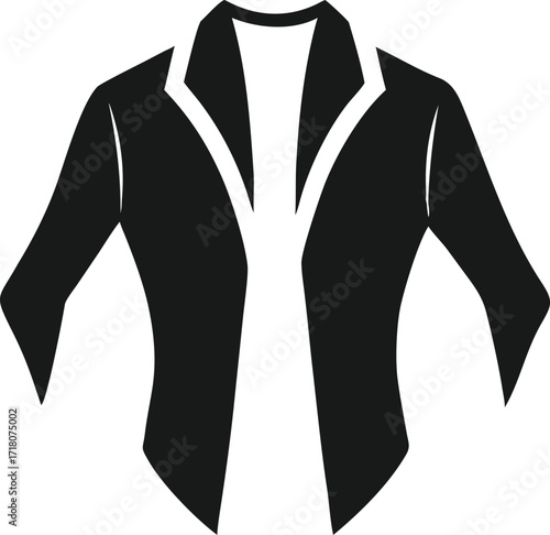 Vector Silhouette of Stylish Blazer Jacket Icon – Fashion Clothing Design Isolated Illustration