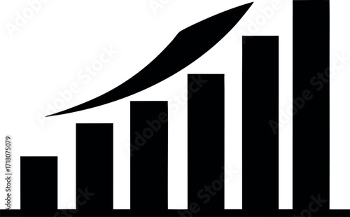 Business success chart with arrow silhouette vector illustration isolated