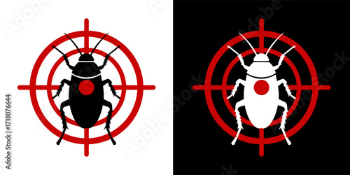 No cockroach. Anti cockroach vector icon, insect repellent spray sign, bite forbidden red cross circle, insects danger and control warning symbol with cockroach silhouette. World cockroach