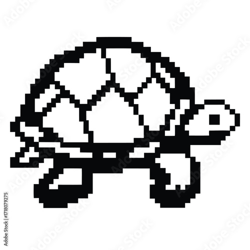Pixel Art Turtle on White Background Isolated Design