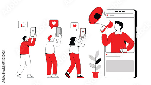 Vector art of social media marketing and online promotion concept