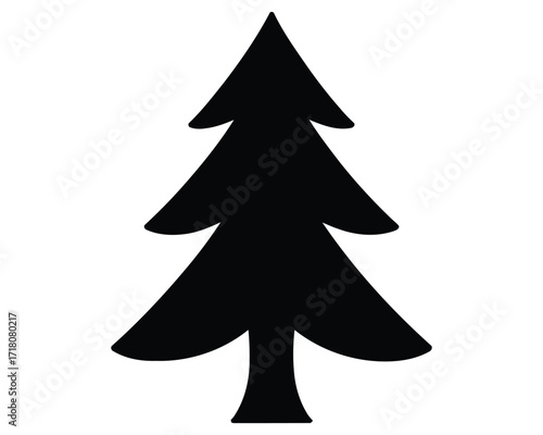 A simple, stylized silhouette of a coniferous tree, representing nature and the outdoors