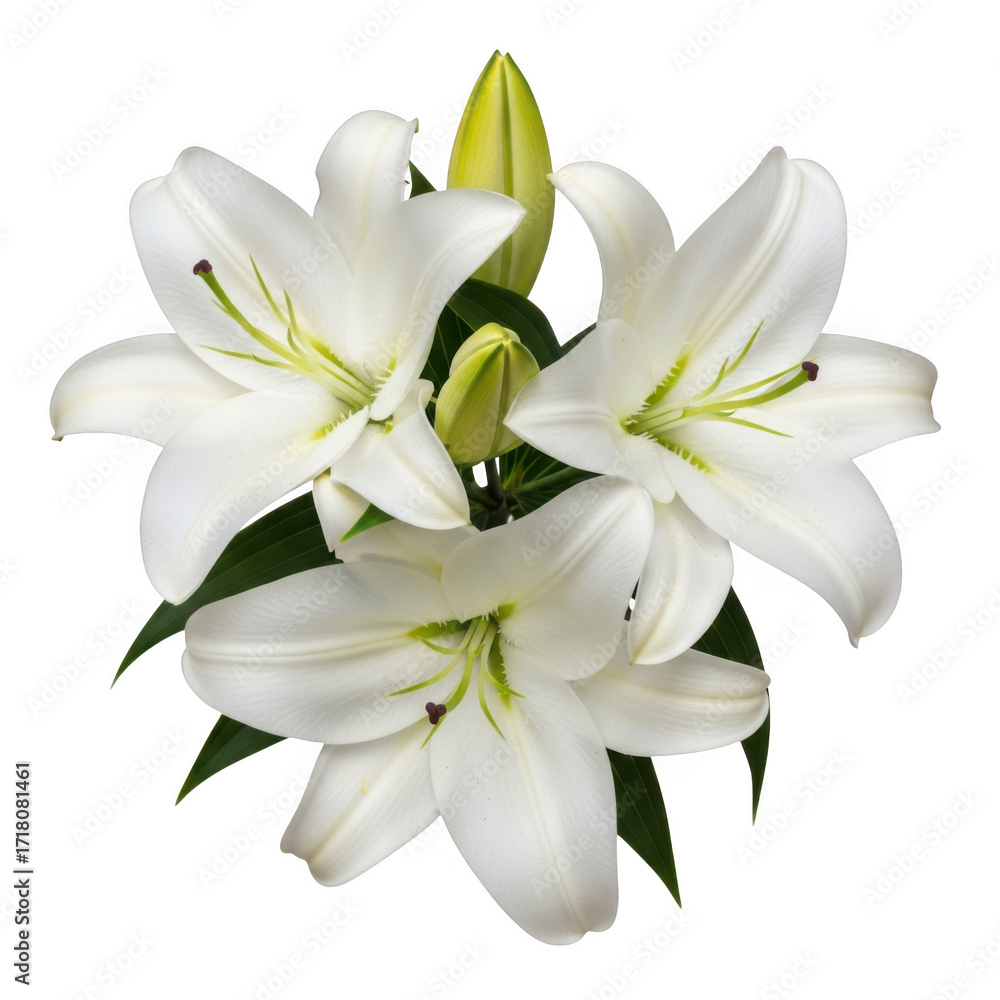 Fototapeta premium White lilies isolated on transparent background