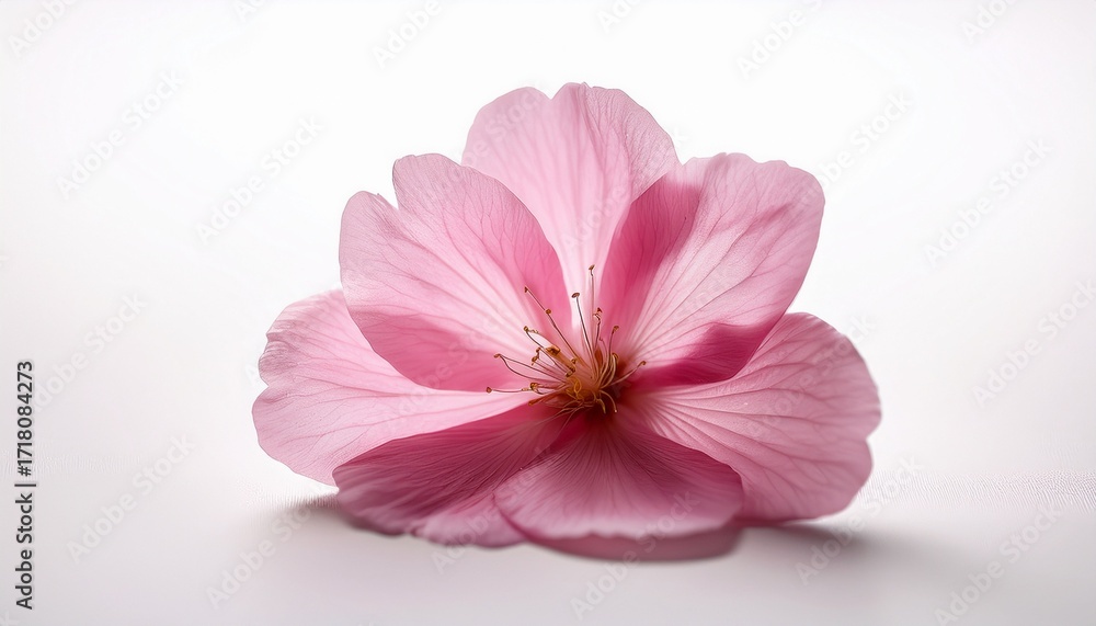 Fototapeta premium A Pink Flower On A White Background In Focus