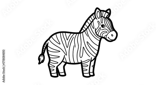 Majestic Zebra Standing Calmly with Distinctive Stripes, Isolated White Background