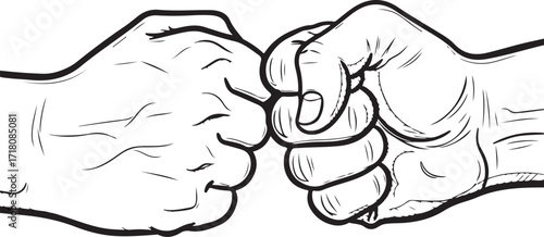 Two fists bumping together in a handshake fist bump