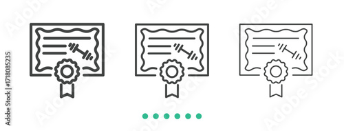 Gymnasium certificate icon. Thin line icon vector