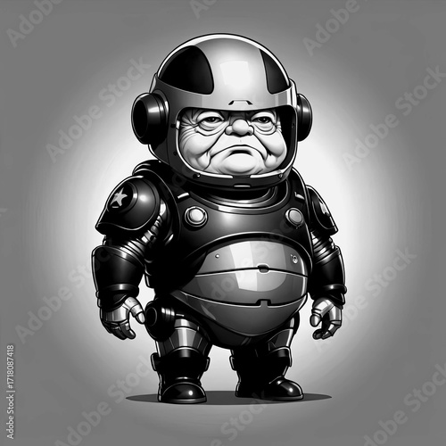 A unique character wearing a futuristic space suit stands confidently