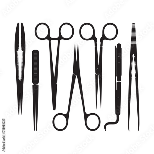 Surgical Scissors and Forceps Vector Illustration