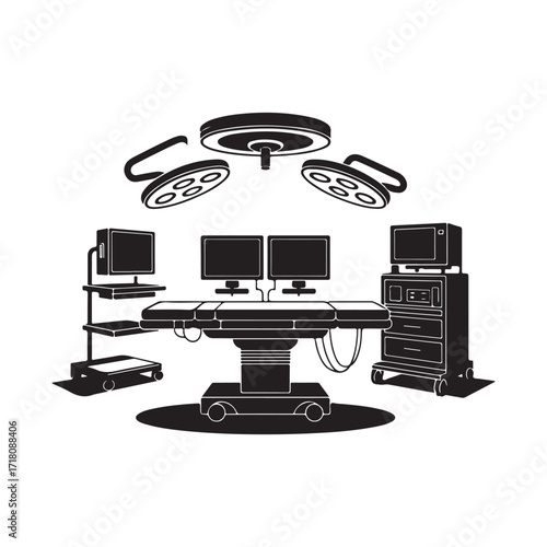 Medical Monitored Equipment Vector Illustration