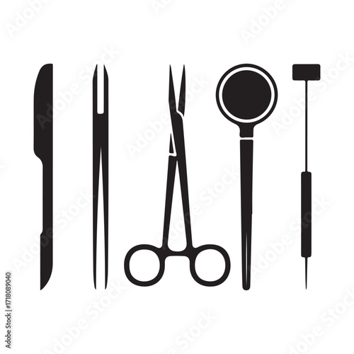 Surgical Scissors and Forceps Vector Illustration