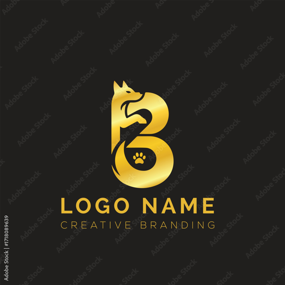 Fototapeta premium Letter B wolf logo