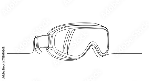 Ski goggles outline in minimalist style on white background  