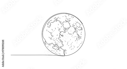 Outline of the moon with craters on a minimalist background  