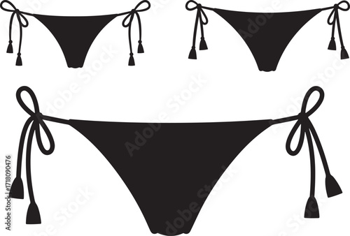 Collection of black bikini bottoms in silhouette style