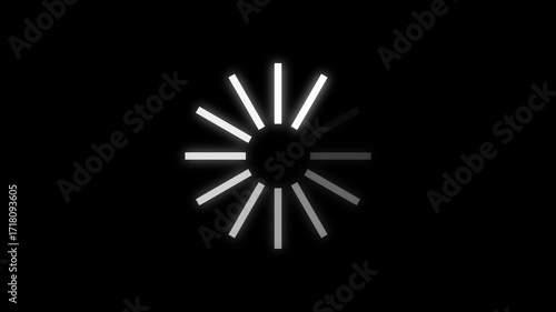 Animated spinning waiting icon animation on black background. animated circle loading gif video icon. 