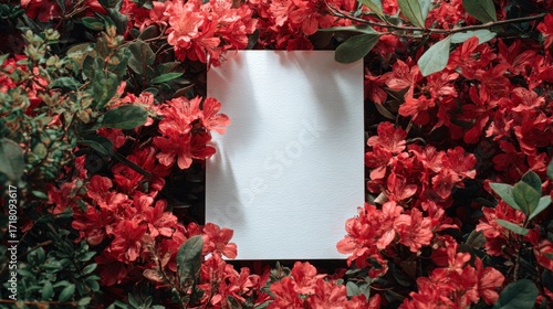 Blank paper framed by blossoms