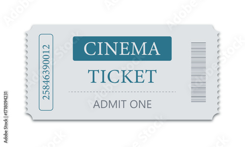 Cinema ticket isolated on white background.	