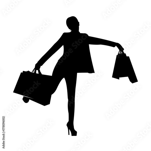 silhouette of a woman with shopping bags