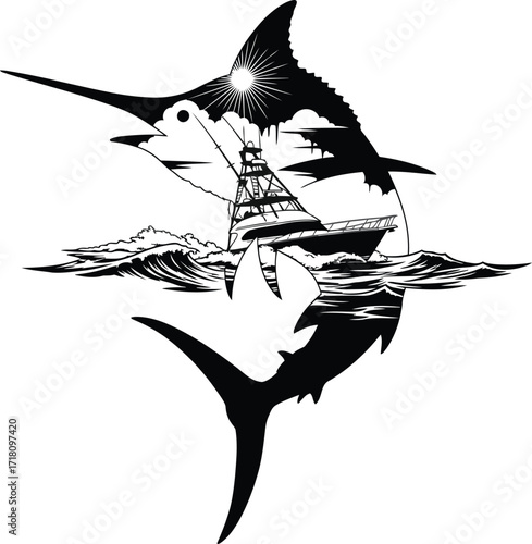 black and white shark