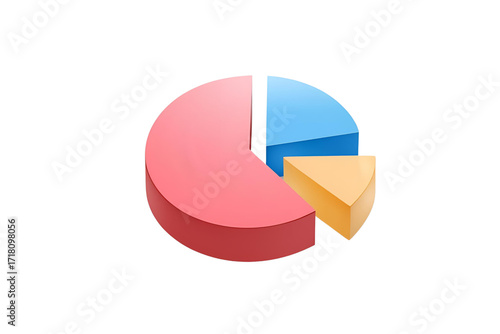 Pie chart icon on transparent background - 3d illustration