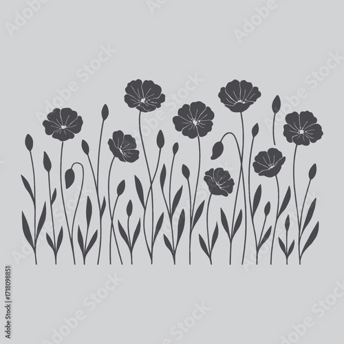 Poppy Black and White Flower Wall Poster